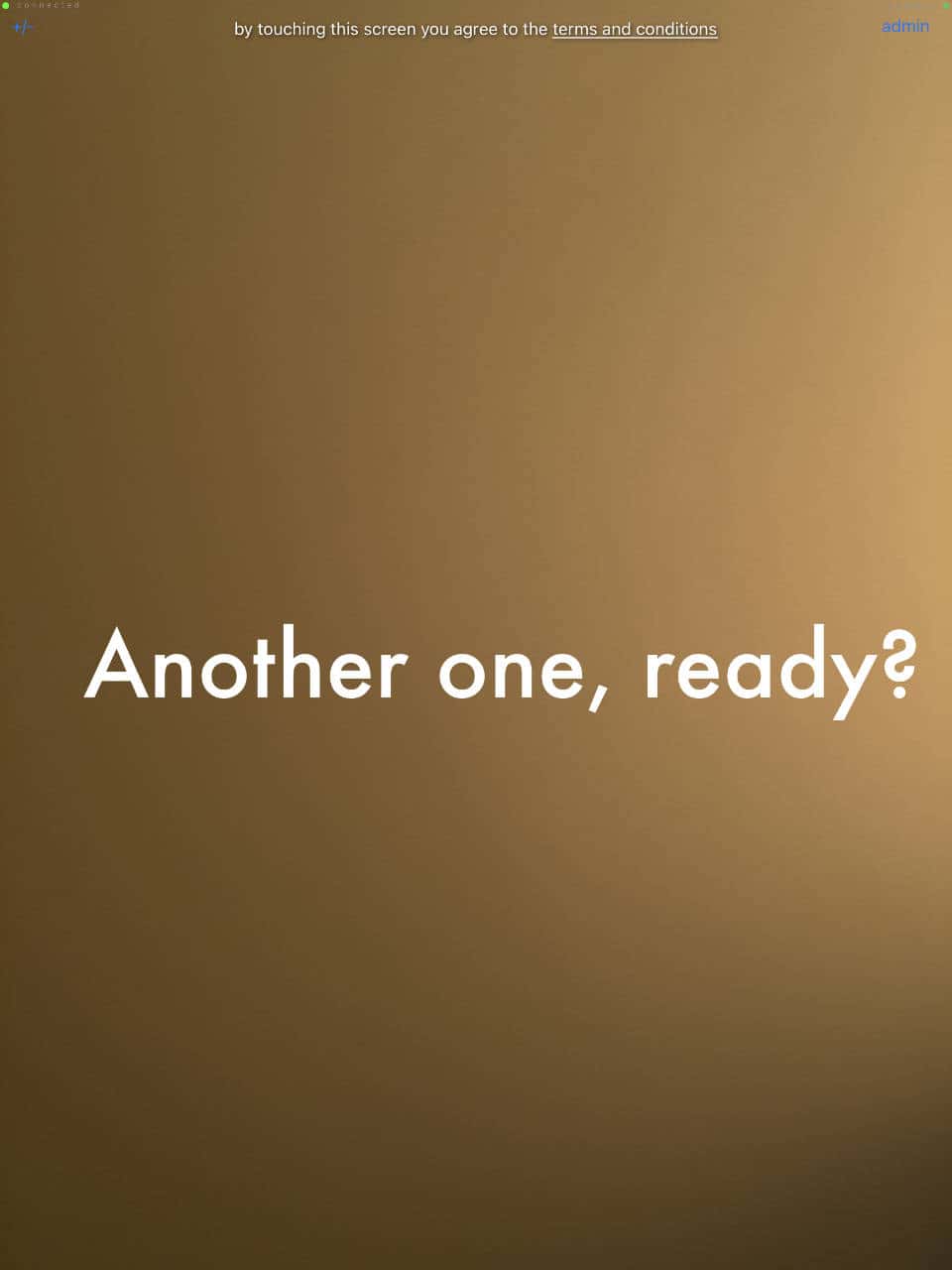 Screenshot of a message on a screen of the Gifyyy app, saying 'another, ready?'